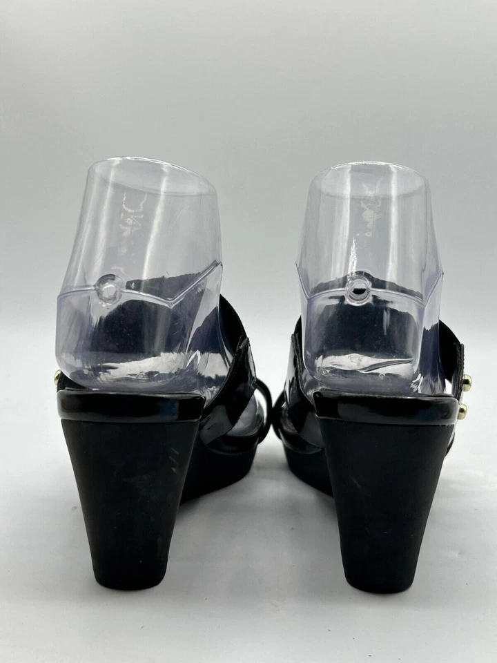 Sandalia de cuña Lauren Ralph Lauren Rhianna para mujer talla 7B charol negro Foto 3 de 4