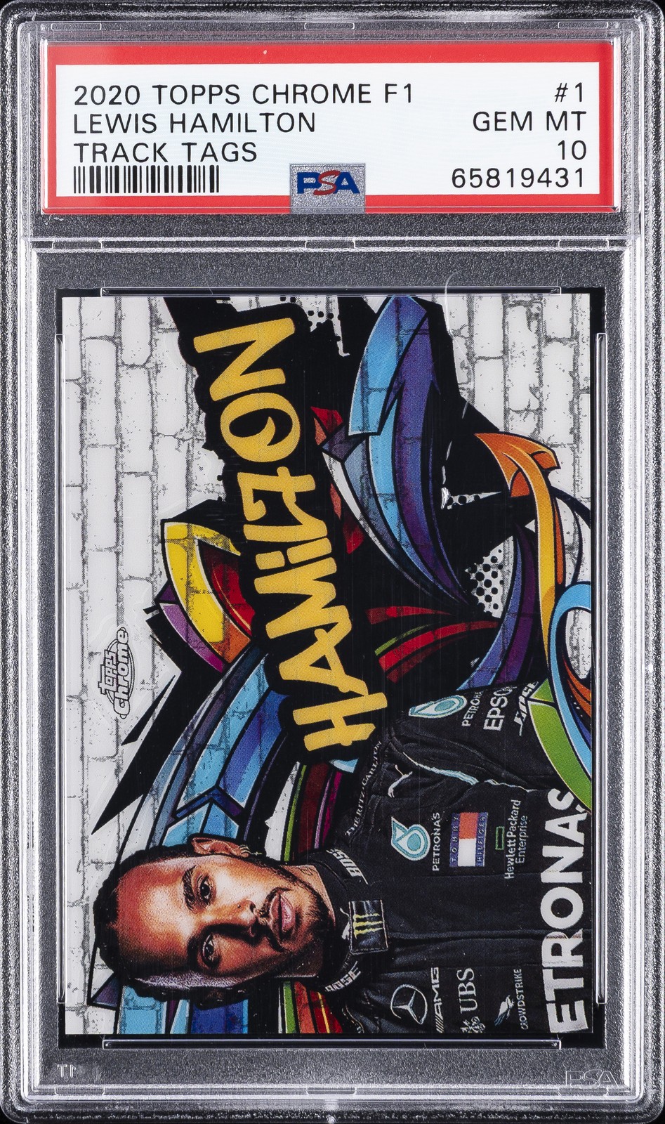 2020 TOPPS CHROME FORMULA 1 TRACK TAGS #1 LEWIS HAMILTON PSA 10