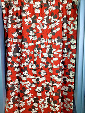 Vintage Disney Mickey Mouse 2 Curtain Panels 64" x 40" with Valance 17" x 80"