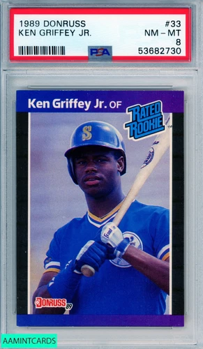 1989 DONRUSS KEN GRIFFEY JR #33 ROOKIE HOF SEATTLE MARINERS RC PSA 8 NM-MT