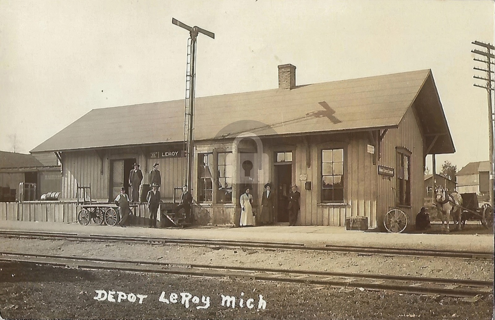 Leroy MI Michigan Osceola County RR Railroad Depot RPPC Photo Postcard COPY