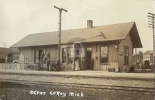 Leroy MI Michigan Osceola County RR Railroad Depot RPPC Photo Postcard COPY