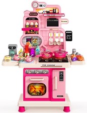 Kids Kitchen Playset, Toddler Play Kitchen Set Toys with Sound  Light, Cooki...