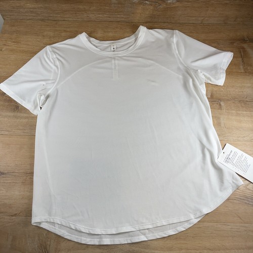Lululemon High Neck Run And Train Tee T-Shirt White Size 12 NWT