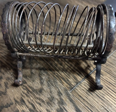 #ad #ad Antique Cast Iron Wire Spring Holder – Ornate Feet – Marked “DIAMOND” $55.00