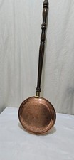 Vintage  copper   Bed Warmer with  Wooden Handle 32.5inch 82 cmx 24 cm x4 cm hgt