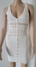 FOREVER 21 Dress Women’s Crochet Adjustable Spaghetti Straps Ivory Creme S