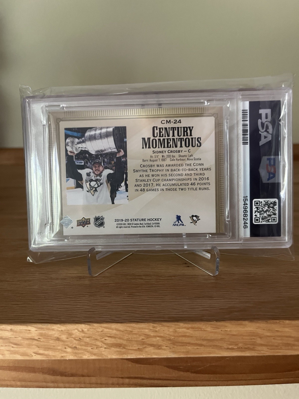 2019-20 Upper Deck Stature - Century Momentous Sidney Crosby #24 Green /99 PSA 9 view 4