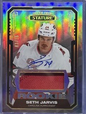 2021-22 UD Stature Seth Jarvis Rookie Patch Auto 03/15 #105 Hurricanes RC