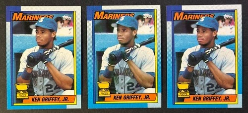 1990 Topps Ken Griffey, Jr. rookie cards, 3 card lot #336