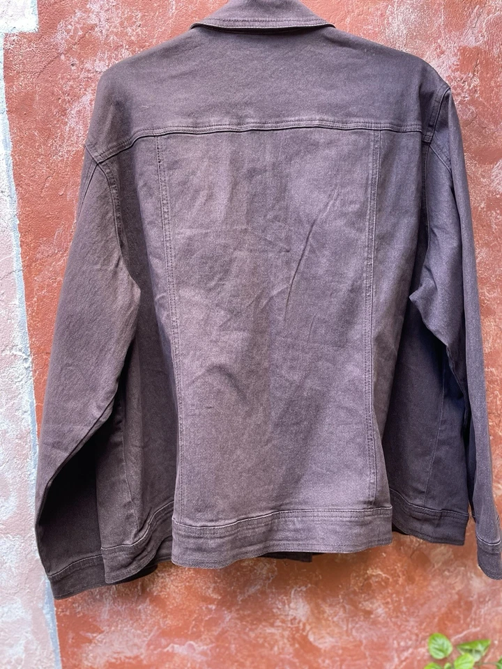 DG2 Diana Gilman Mujer 3X Chaqueta Denim Marrón Estrás Embellecido Chaqueta Foto 3 de 4