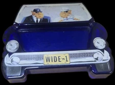 Joe Camel Wide-1 double sided Ashtray. Car shaped.  Cobalt blue glass. New.