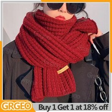 Ladies Long Knit Scarf Warm Soft Solid Color Wool Shawl Wrap Woolen Winter Women