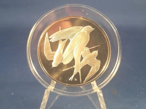 1970 Franklin Mint NO.4  Roberts Birds Swallows 2oz 925 Silver With Documents
