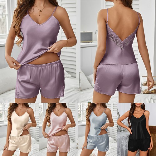 Sexy Damen-Dessous Seide Spitze Morgenmantel Kleid Babydoll Nachtwäsche Camisole kurz Set. - Bild 4 von 30