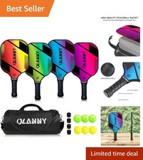 Graphite Fiber Pickleball Set: 4 Paddles, Balls Replacement Grips Included