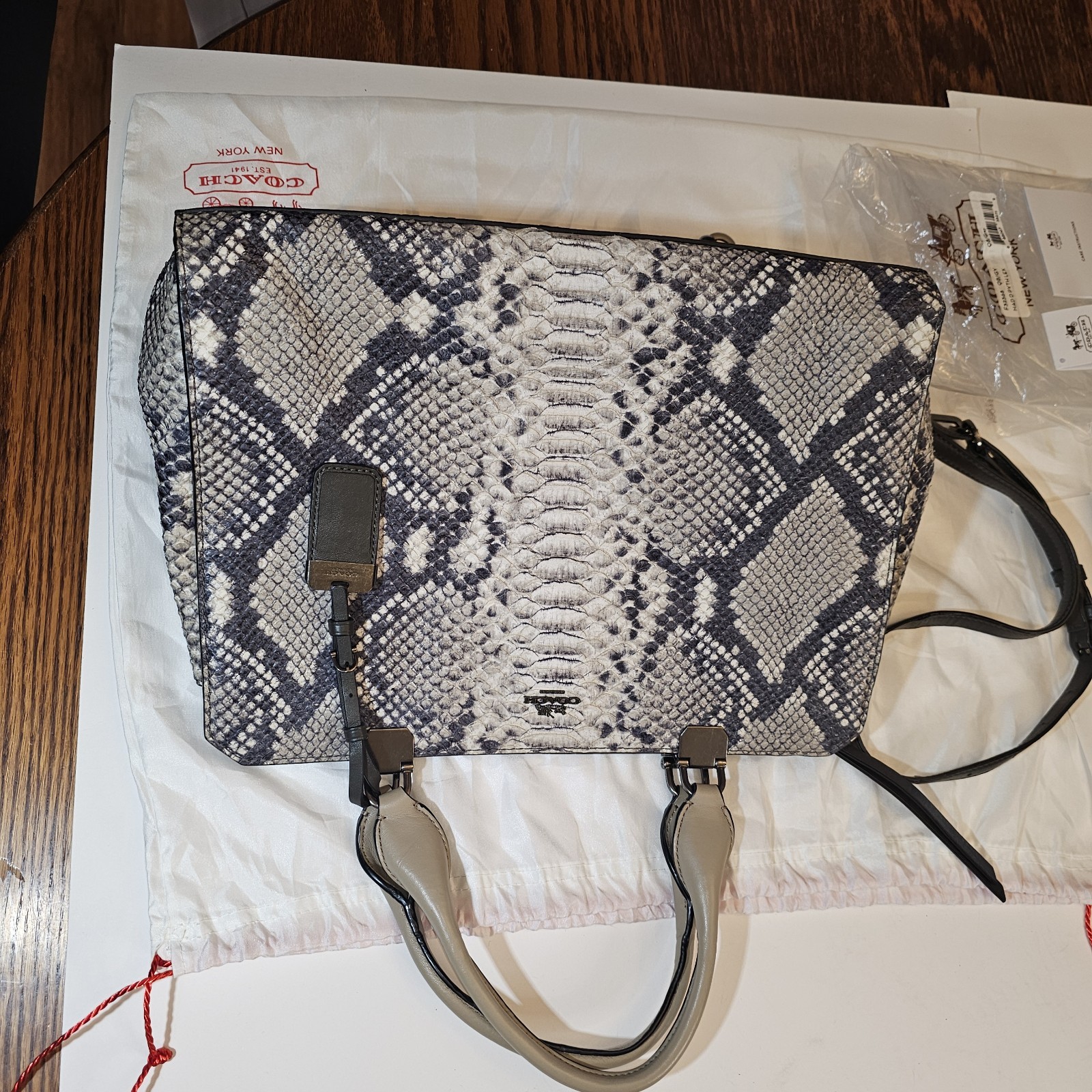 Coach Madison Python Lexie Carryall Embossed Leat… - image 3