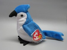 Retired 1997 Ty Beanie Baby "Rocket the Blue Jay" Tag Error P.E. Pellets Mint
