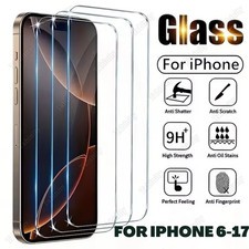 Tempered Glass Clear Screen Protector Lot For iPhone 17 16 15 14 13 12 11 Pro XR