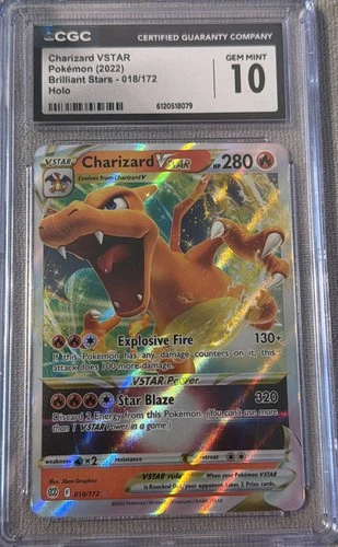 CGC 10 Charizard VSTAR 018/172 Gem Mint Brilliant Stars Holo Rare Pokemon Card