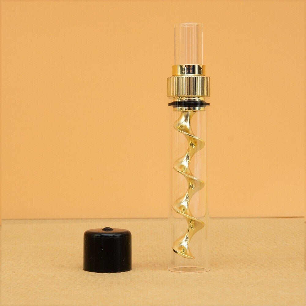 3.5" Mini Twisty Glass Blunt Glunt V12 Smoking Pipe Metal Tip W Gold eBay
