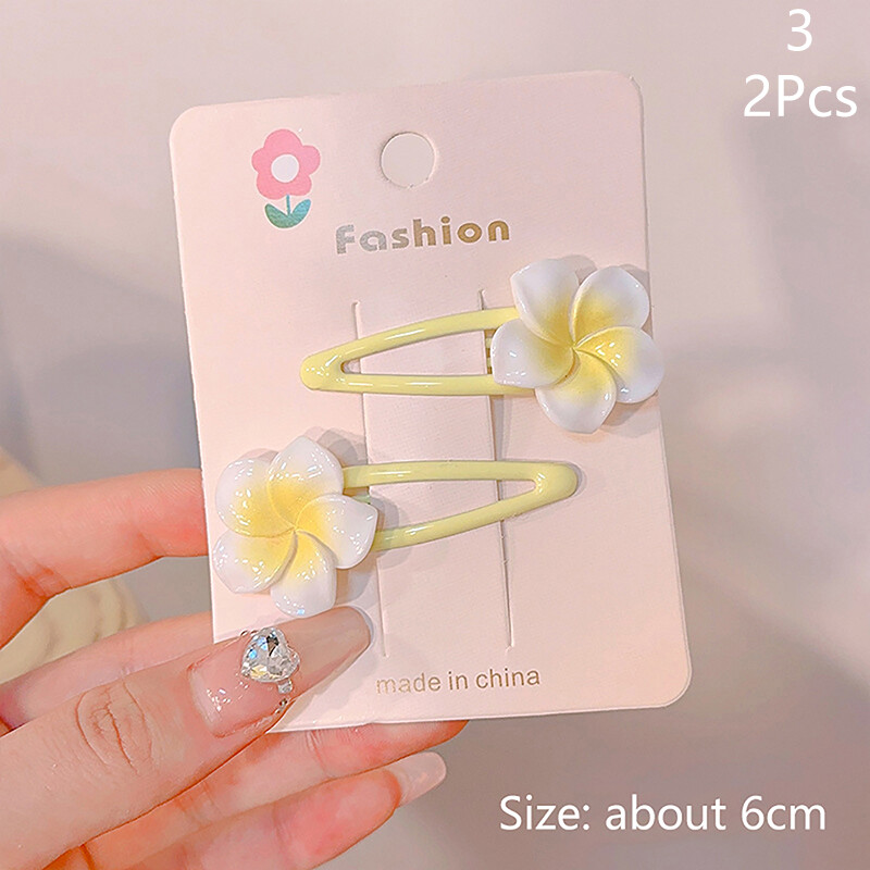 1/2/5 Pcs Frangipani Hair Clips Hair Rope Bangs Side Clip Shark Clip BB