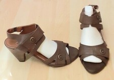 Ladies CARA London Dark Beige Soft Leather Strappy Heeled Sandals - Size EU 39