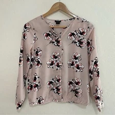 Ann Taylor pink floral button down blouson Size XSP