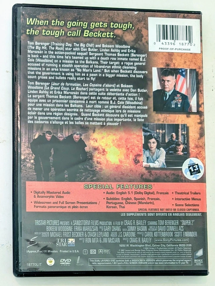 Sniper 2 DVD (2002) - Region 1 - FR/EN - VG+ (Tested) - Image 3 of 4