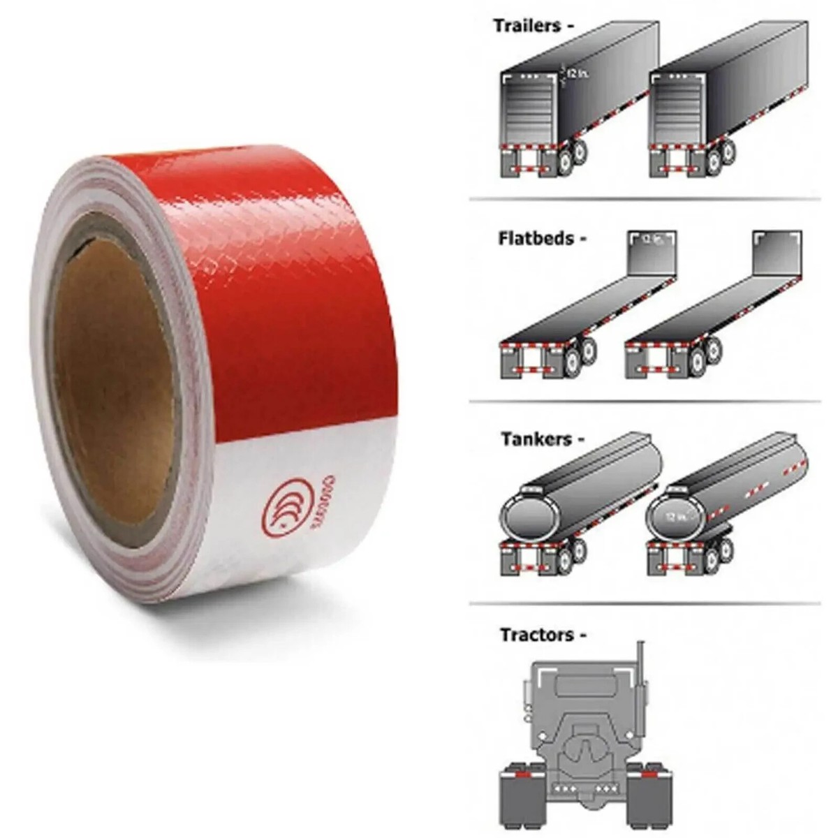 25mx 5cm Reflective Warning Tape, Reflector Safety Tape For Orientation Arrow Warning Sign High Visibility High Intensity Arrow In Red And White 75030707