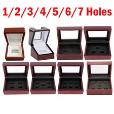 Wooden Display Box Case for World Series Stanley cup Championship Ring 1-7 Hole 