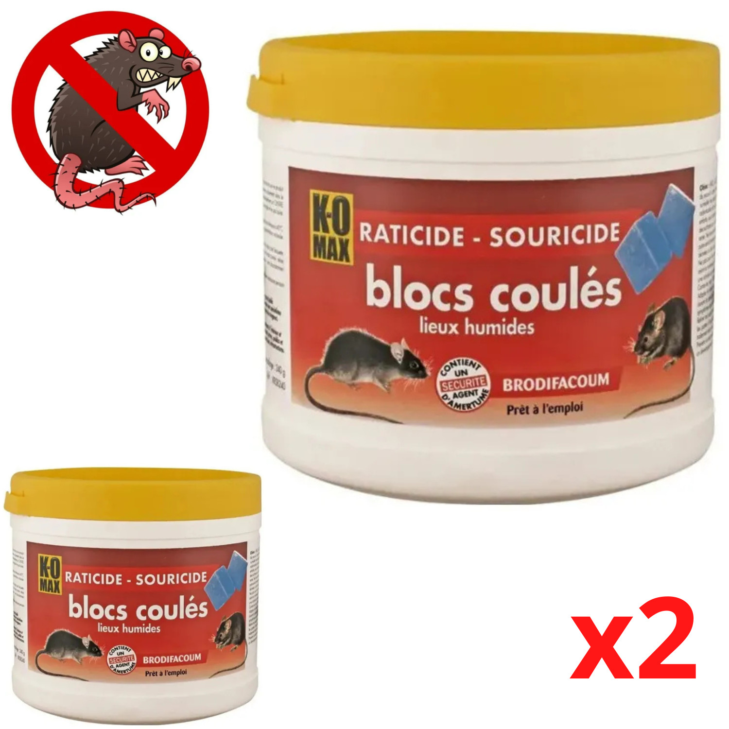 Anti rongeurs K-O MAX bloc coulé 240g pour stopper les dégâts des rats
