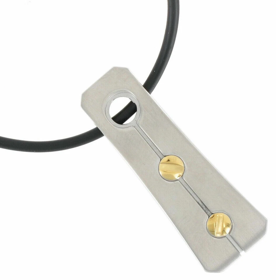 Rochet by Roma Siderale Acero Inoxidable Placa de Oro Perno Colgante en Collar de 20"" Foto 2 de 4