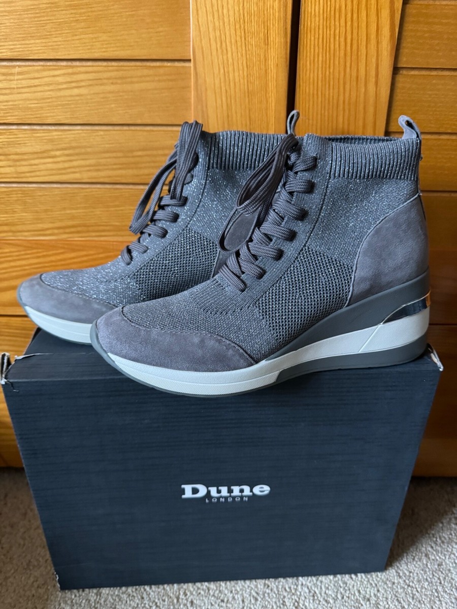 Dune London Enlicia Grey Fabric Lace Up Shoes, Size UK 4, EU 37