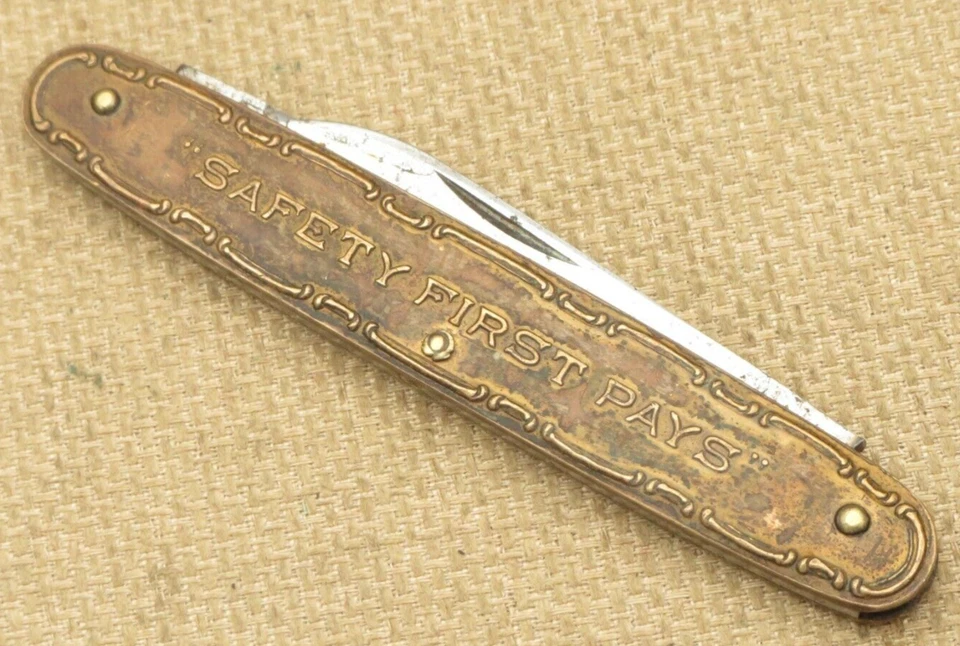 Navaja antigua ROBESON SHUREDGE Senator asas de latón acuñado PREMIO DE SEGURIDAD Foto 4 de 4