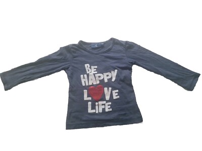 K Town Langarm TShirt Bluse Herz Nieten ''Be Happy Love Life'' Baumwolle 98/104