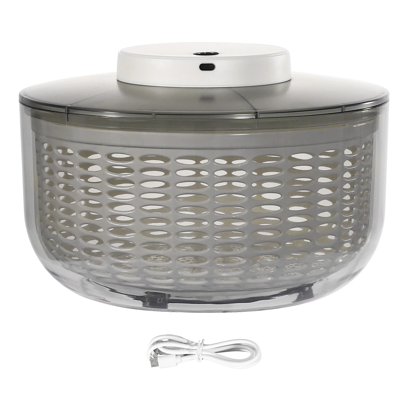 6W Electric Vegetable Dryer Dry and Wet Electric Salad Spinner-Lettuce 6L Gray