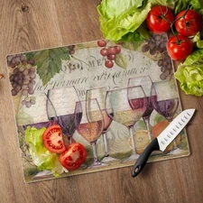 Wine Country Heat Tolerant Glass Cutting Board 15" x 12" Made in the USA