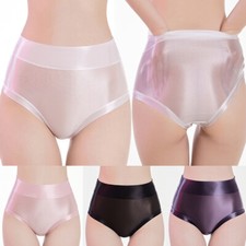 Women Oil Shiny Panties Underwear Glossy See Through Thong Briefs-Knicker