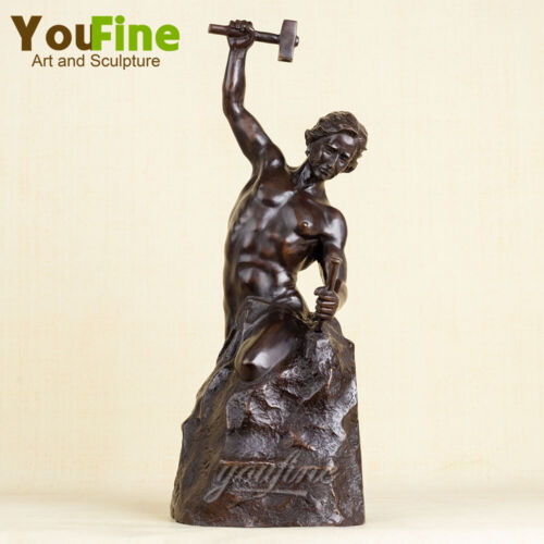 24 pouces statue autodidacte en bronze coulé sculpture célèbre pour cadeaux décoration intérieure - Photo 1 sur 6