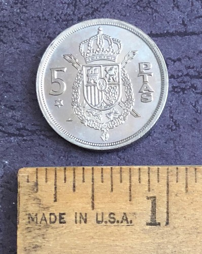 1975 Spain 5 Pesetas Coin (76) KM# 807 - Uncirculated - Juan Carlos I - Picture 2 of 3