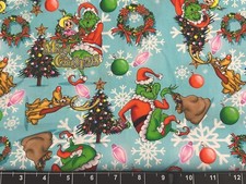 Tina SCRAP 9"x14" Custom Grinch Christmas Dr. Seuss Tumbler 100 Cotton Fabric