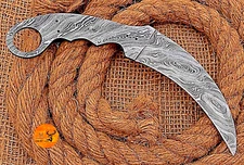 Custom Made Hand Forged Damascus Knife Blank Blade Karambit Knife 722