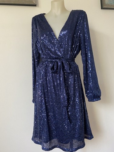 South Of The Border Deep Blue Sequined Dress . Size L (14) - Picture 3 of 9