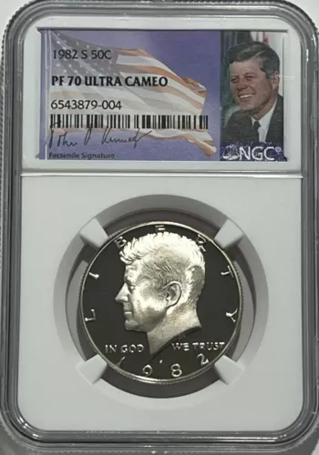 1982 S NGC PF70 ULTRA CAMEO CLAD PROOF KENNEDY HALF DOLLAR 50C SIGNATURE