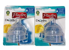 2 - PLAYTEX Drop-Ins SLOW FLOW SILICONE NATURaLATCH NIPPLES New In Package