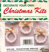 NIP VTG BEAD KIT PEACH PEARL WREATH ORNAMENT MAKES 3
