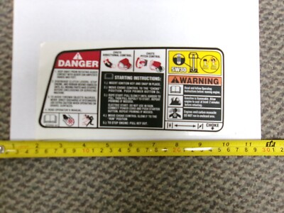 #ad CUB CADET MTD TROY BILT 777S33669 DANGER WARNING STARTING LABEL NO LONGER AVAIL $18.99