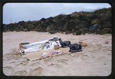 1960 Original Slide Women All Covered At Beach In Hawaii #8473