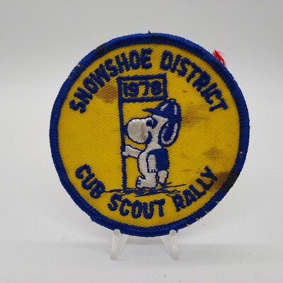 Vintage 1978 BSA Cub Scout Rally Snowshoe District 3'' Diameter Patch with Snoopy